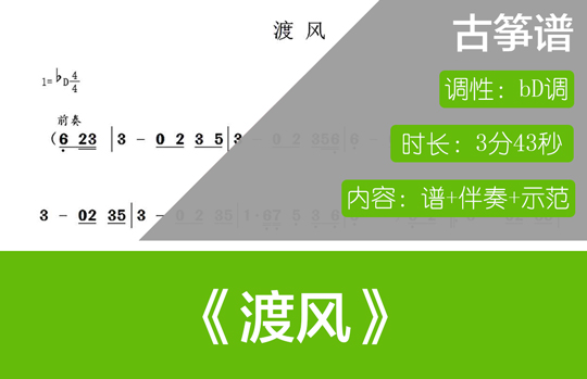 渡风（bD调古筝谱+伴奏+示范）