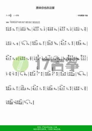 原来你也在这里（单手版-古筝谱-电视剧《她从海上来》主题曲）