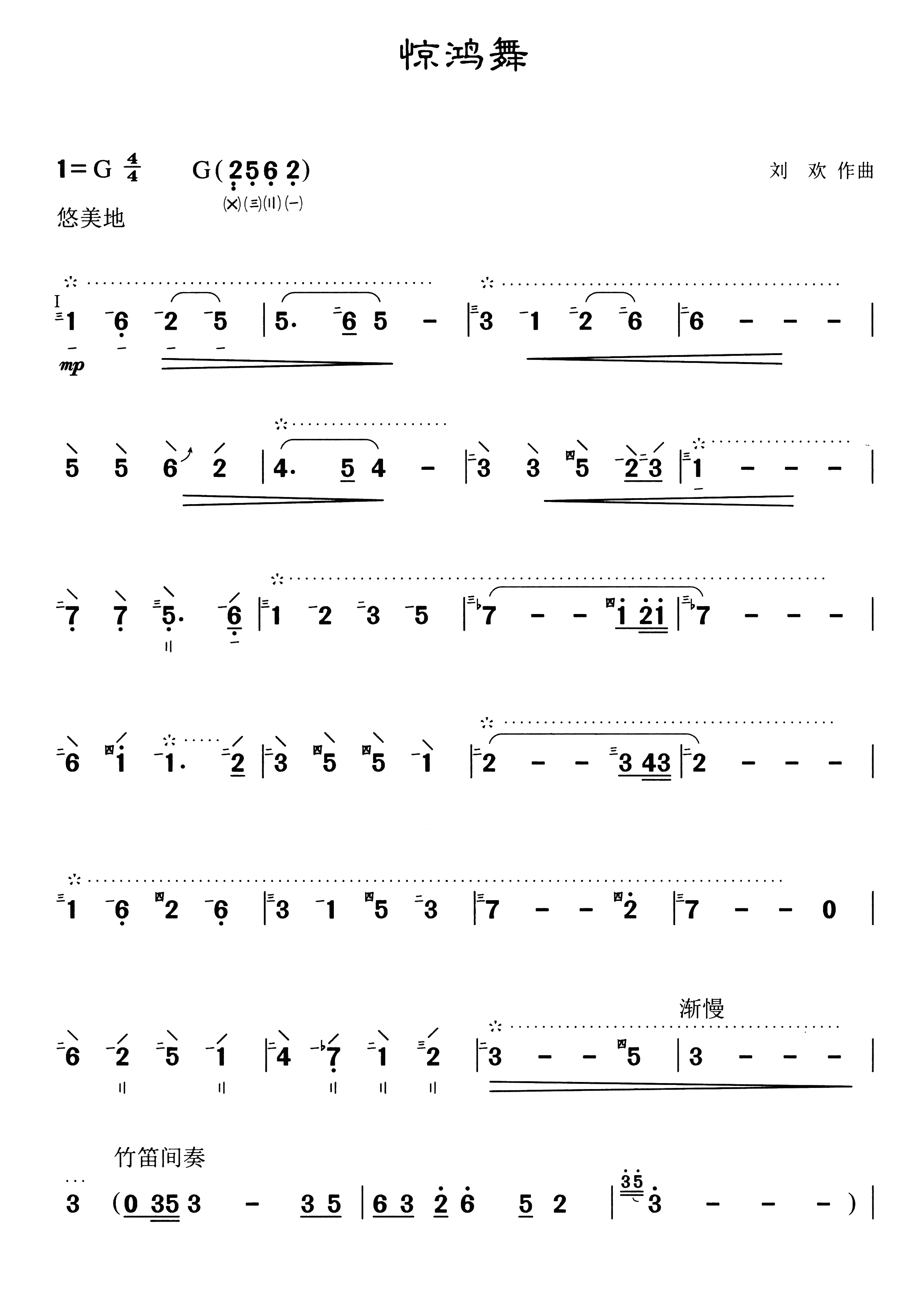 惊鸿舞（琵琶谱-G调-电视剧《后宫甄嬛传》插曲）